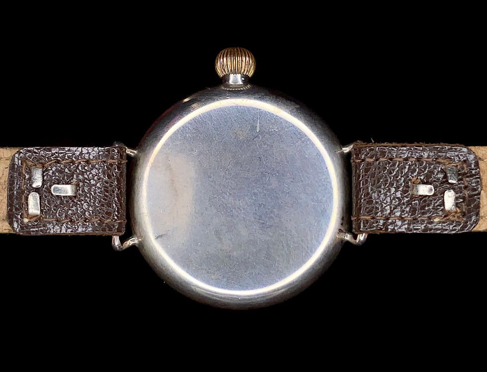 Thumbnail: WW1 1918 Birch & Gaydon Black dial Land & Water Zenith silver cased trench watch