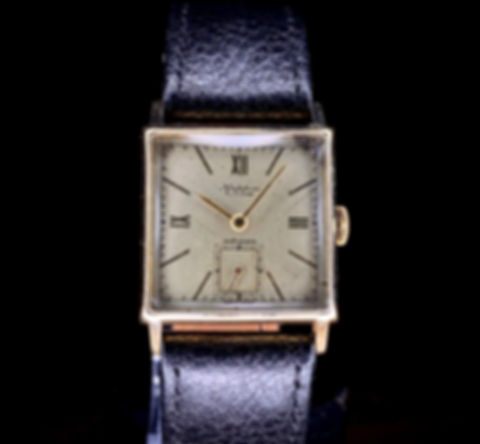 1939 Mappin & Webb Movado Double signed 9ct gold tank watch, original box