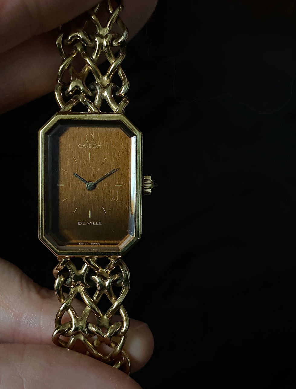 Thumbnail: 1975 Ladies Omega De Ville Andrew Grima Tiger Eye ref 8342 gilt silver case