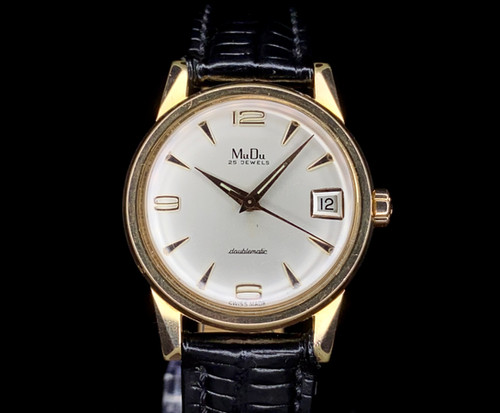 1960s Mudu Doublematic Automatic Rose Gold filled watch with