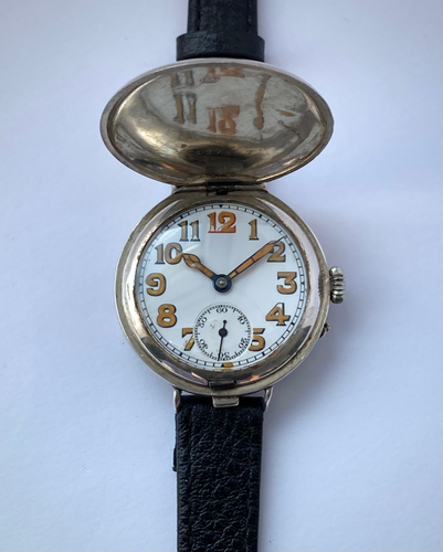 1924 Silver Full Hunter trench watch Arthur George Rendell ...