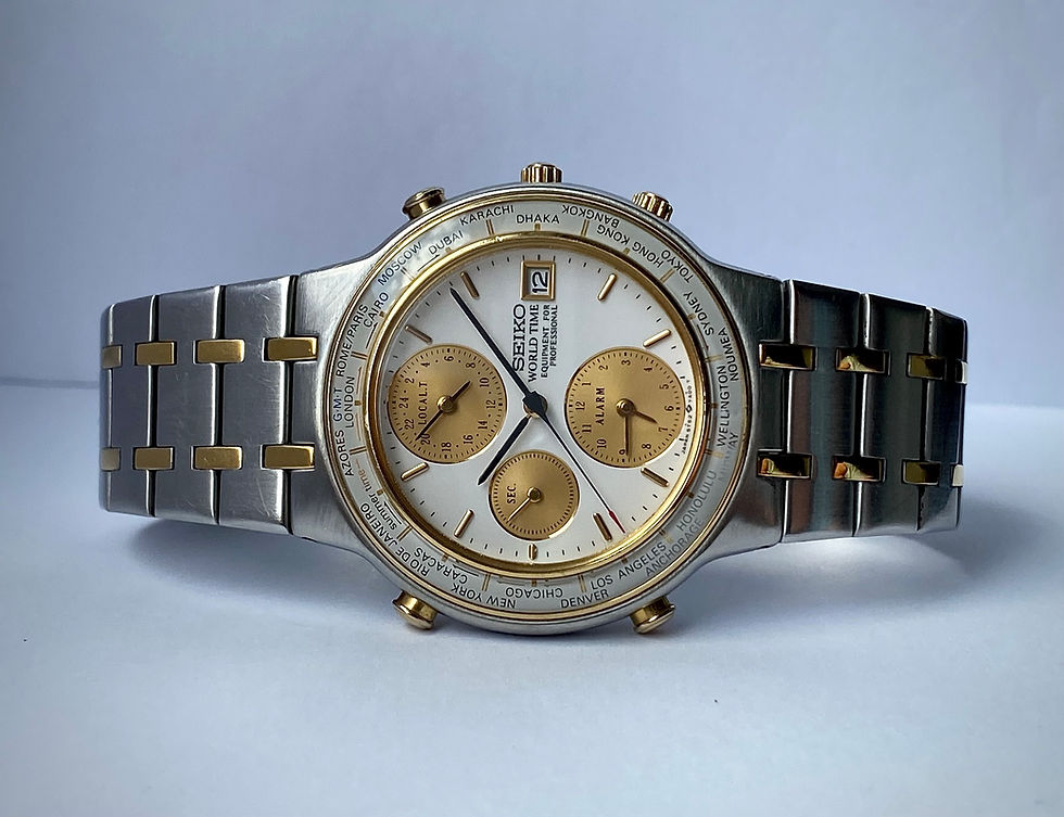SEIKO セイコー 5T52-7A00 WORLD TIME 稼働品 セイコー ワールドタイム GMT アラーム クオーツ 5T52-7A00 USED