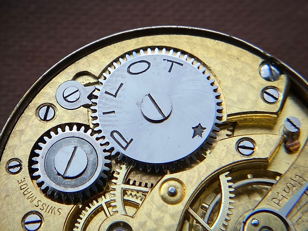 Thumbnail: 1926 9ct gold Borgel cased enamel dial watch coin edge bezel onion crown Pilot