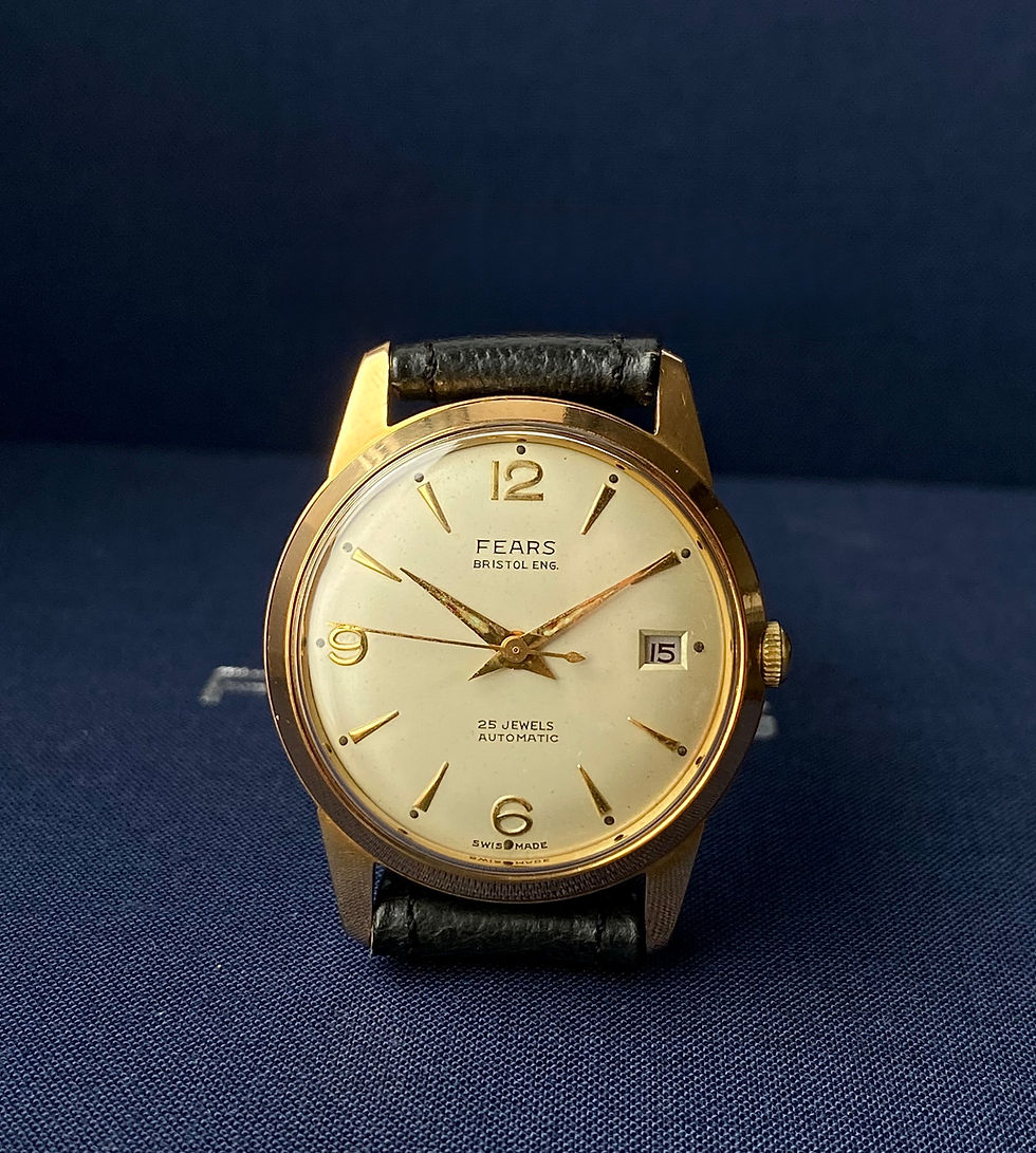 Thumbnail: 1950s Fears Bristol gold plated auto date watch 33.5mm Felsa Bidynator Cal 692