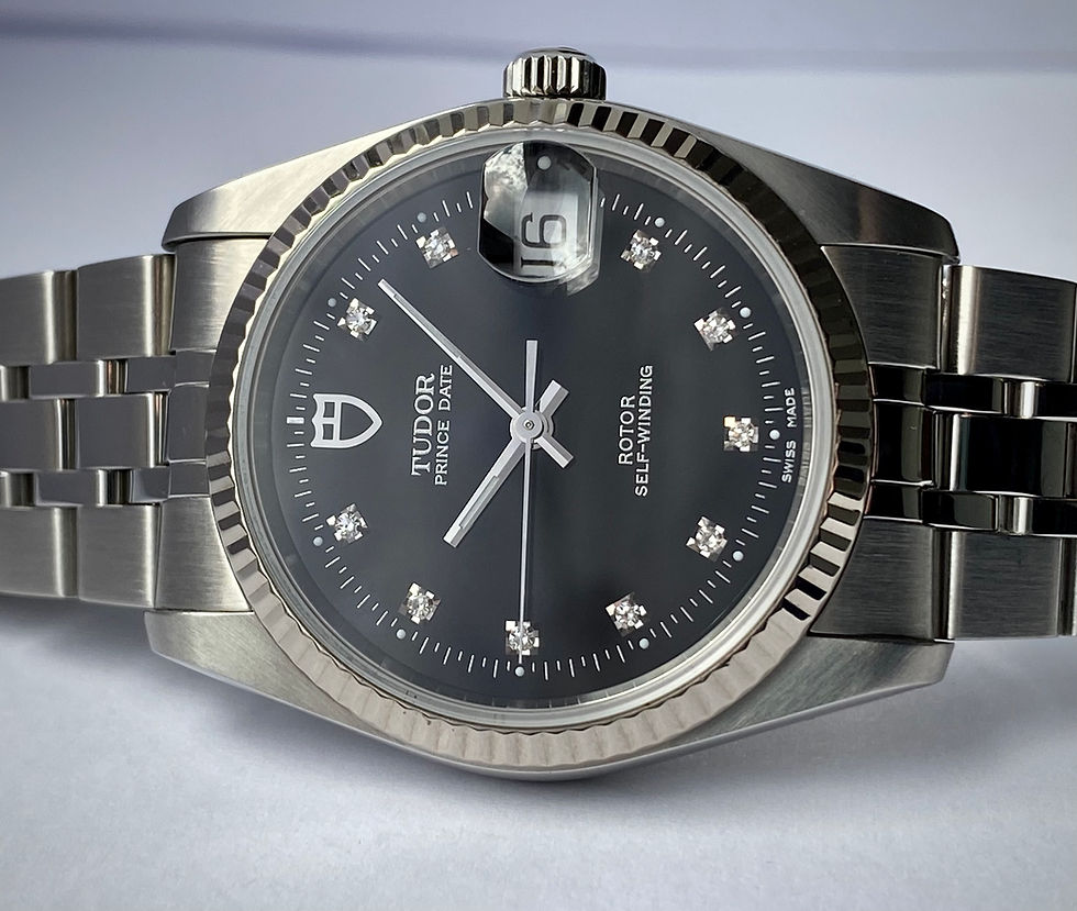 Thumbnail: 2005 Tudor Prince Date reference 74034, White gold bezel diamond dial box papers