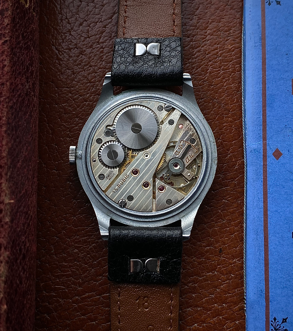 Thumbnail: 1940s Erso Ancre Extra oversized 36mm watch Salmon dial chrome steel case AS1130