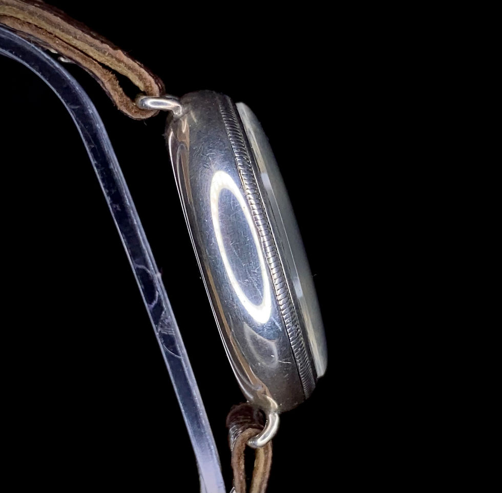Thumbnail: WW1 1918 Birch & Gaydon Black dial Land & Water Zenith silver cased trench watch