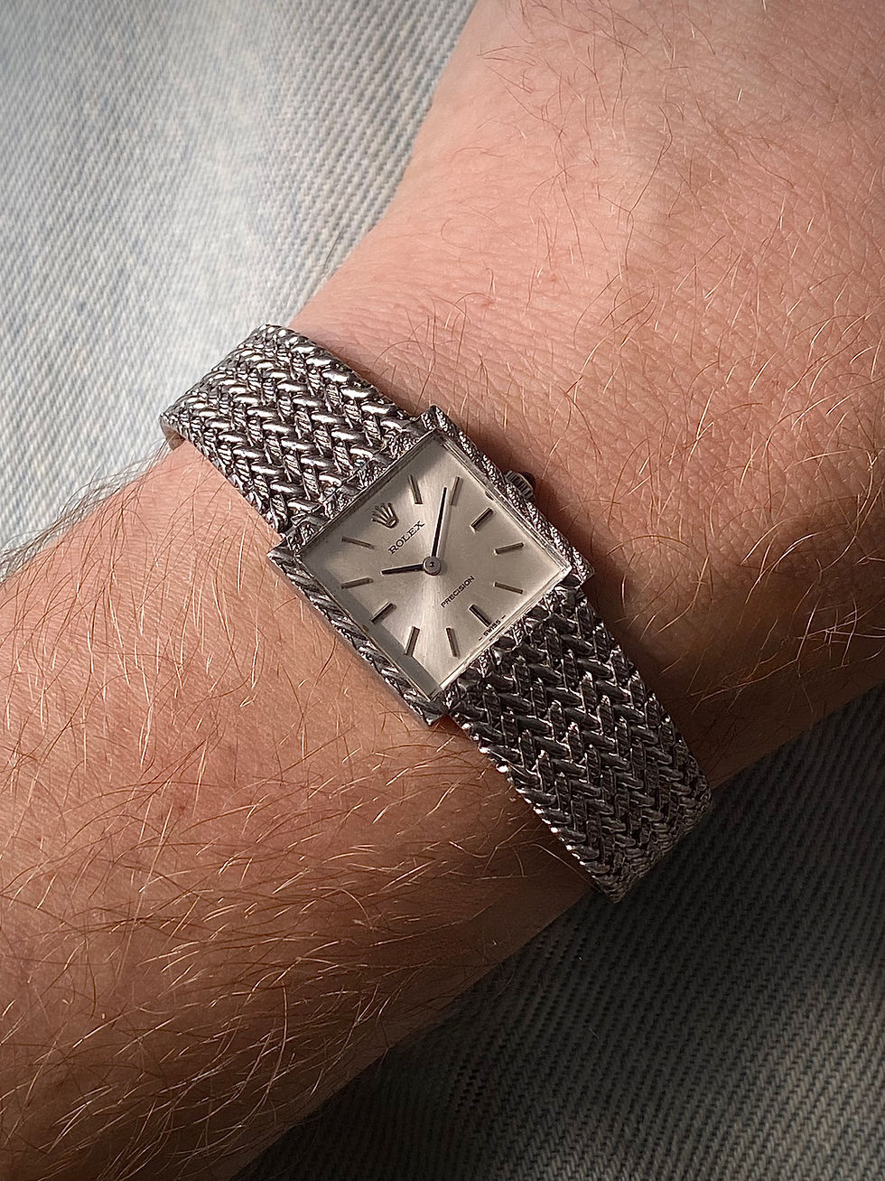 Thumbnail: 1976 Rolex Precision ref 2611 Steel case Herringbone mesh bracelet cal 1400