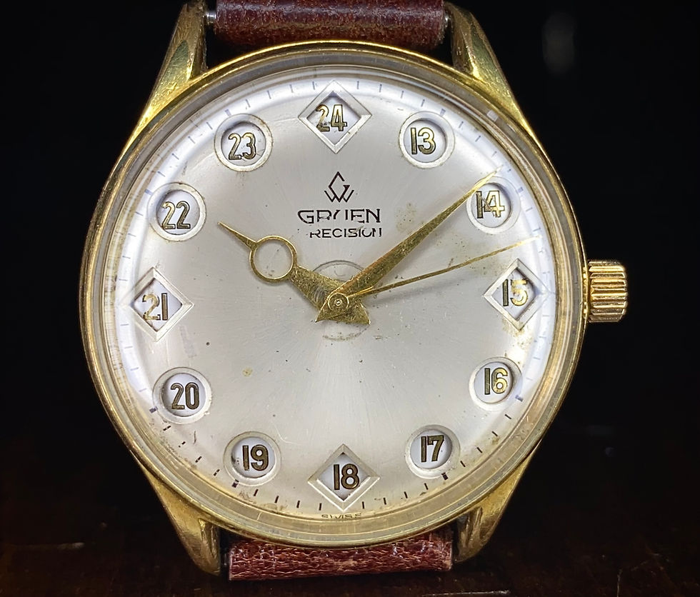 Thumbnail: 1960s Vintage Gruen Airflight Jump 24 Hour watch, ref 510rss 24 hour pilot watch