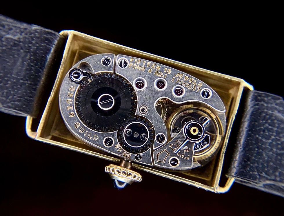Thumbnail: 1930s Art Deco Ladies Alpina Gruen 14k gold tank watch, Gruen 833