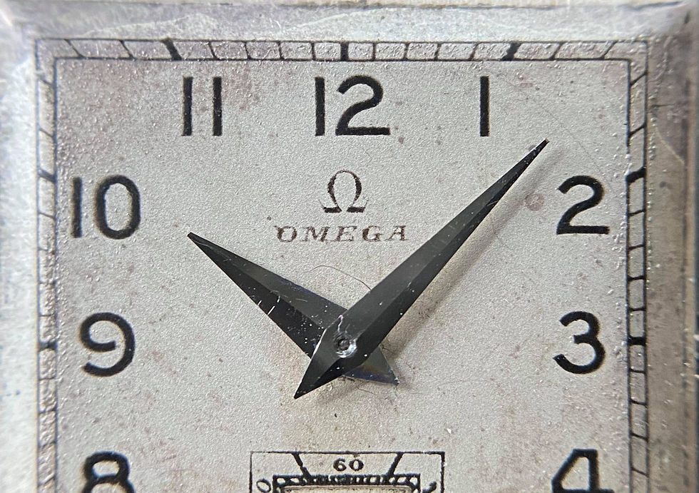 Thumbnail: 1939 Omega stainless steel square tank watch Omega R17.8 - 1st year of movement