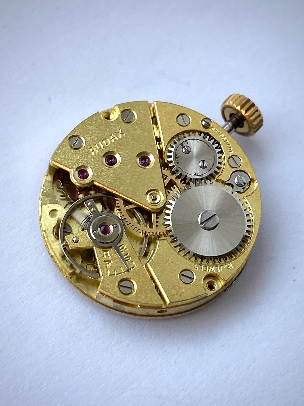 Thumbnail: 1957 Audax 9ct gold cushion case watch applied numerals, Venus 180 serviced