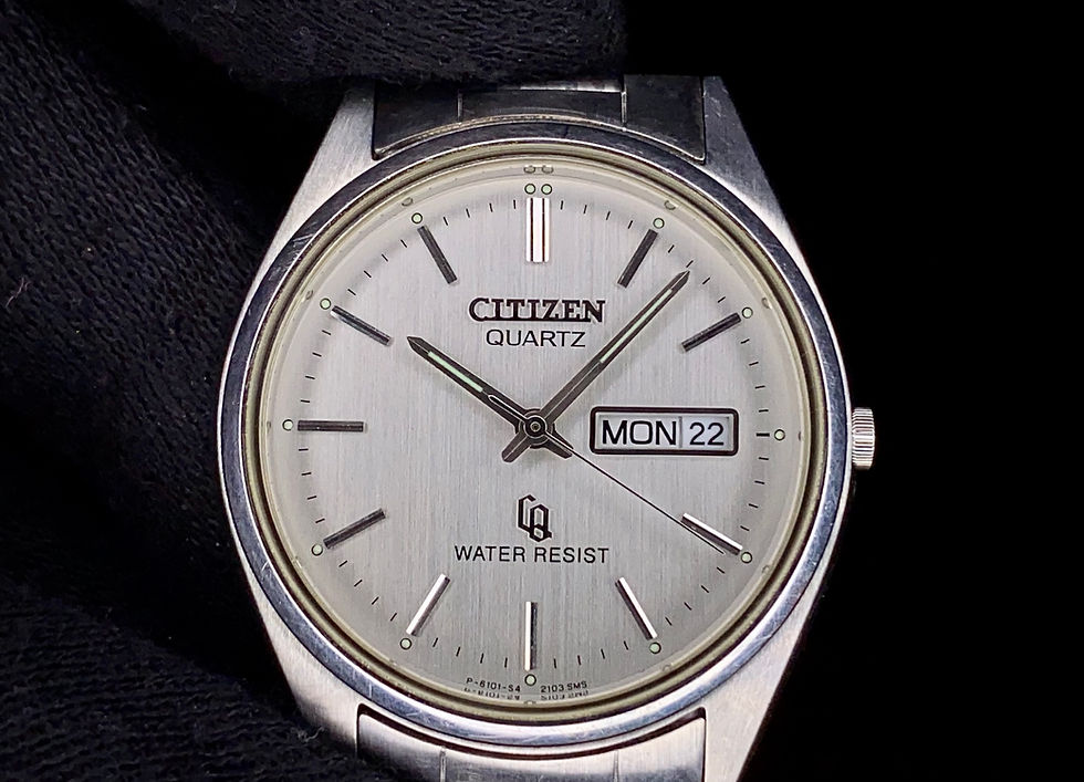 Thumbnail: 1980s Citizen Quartz Water Resist Steel day date watch ref 6101-S43528 6101A