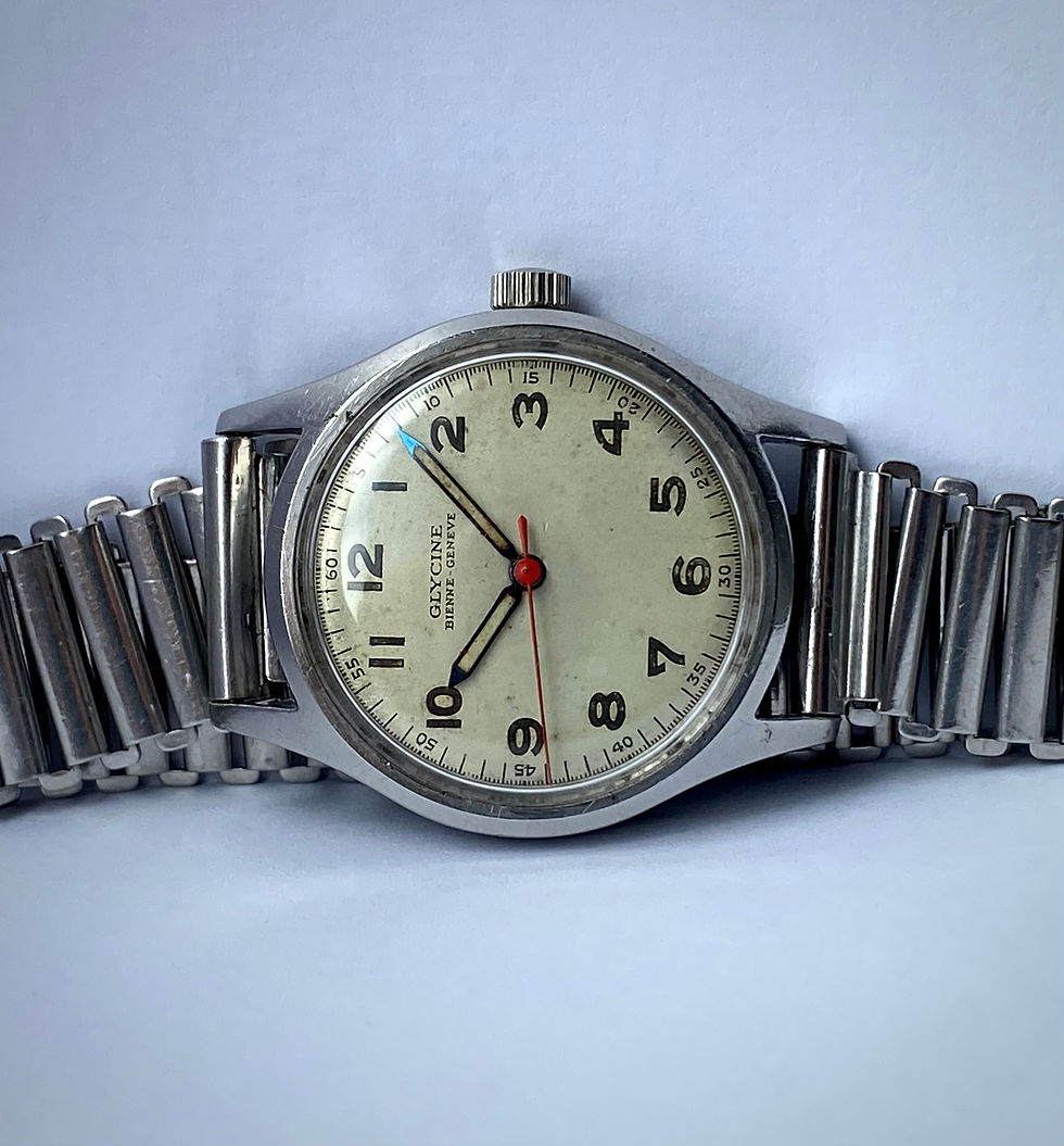Thumbnail: 1940s Glycine Bienne Geneve Steel central second military style tool watch