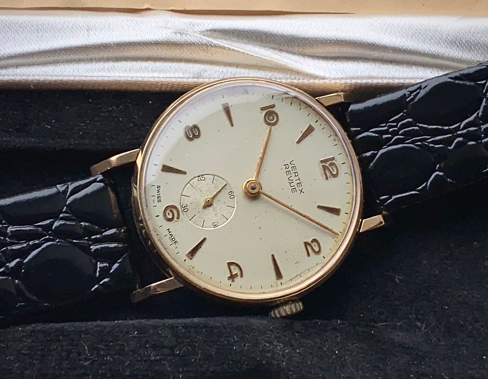 Thumbnail: 1964 Vertex Revue 9ct gold case presentation dress watch, with box and papers