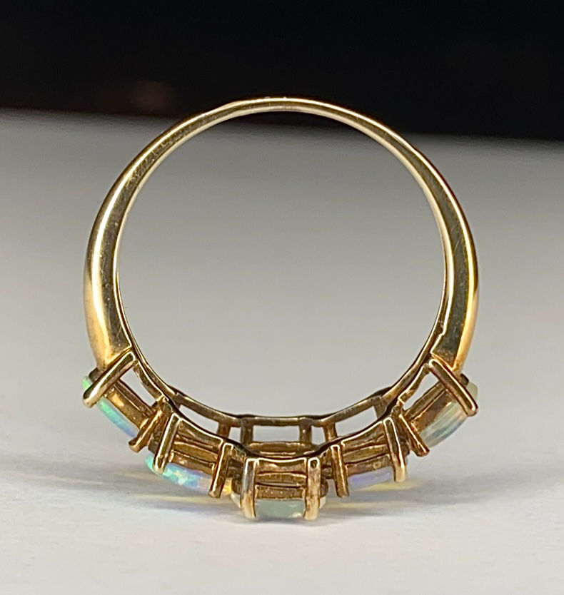 Thumbnail: 2011 9ct yellow gold 9 Opal cluster ring Birmingham assay 1.8g UK Size O
