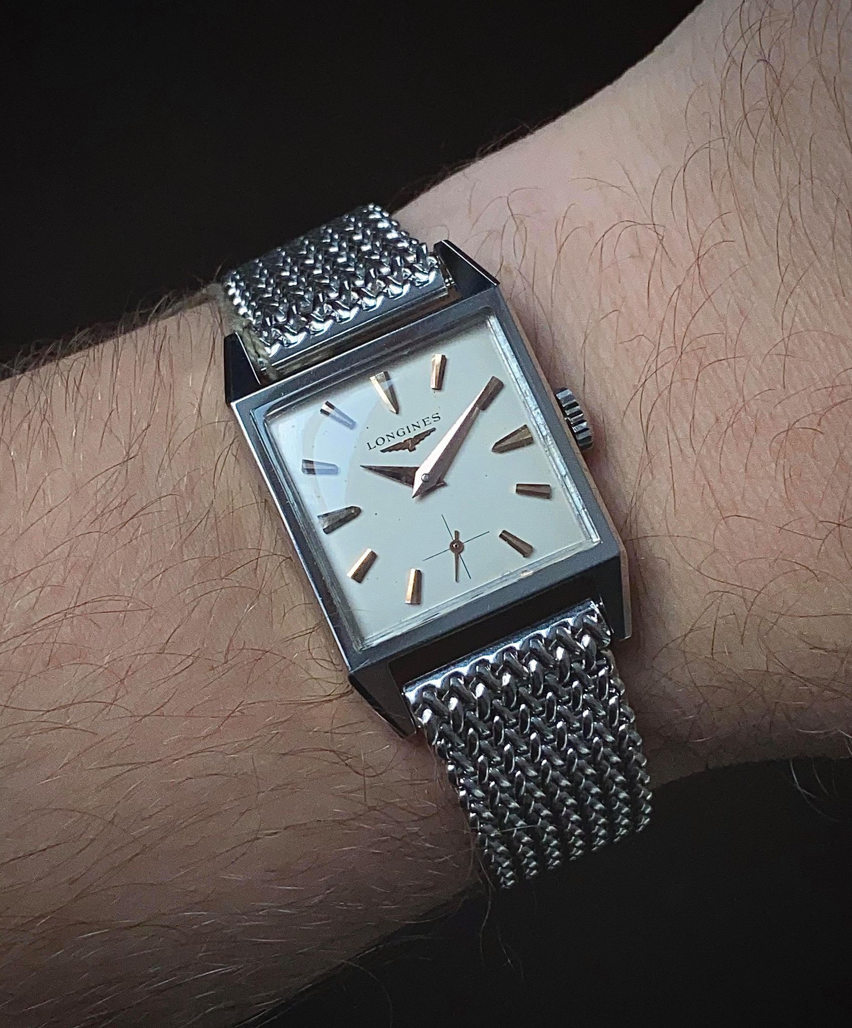 1960's New Old Stock Longines square watch, cal. 23z serviced, Ref 6872-8