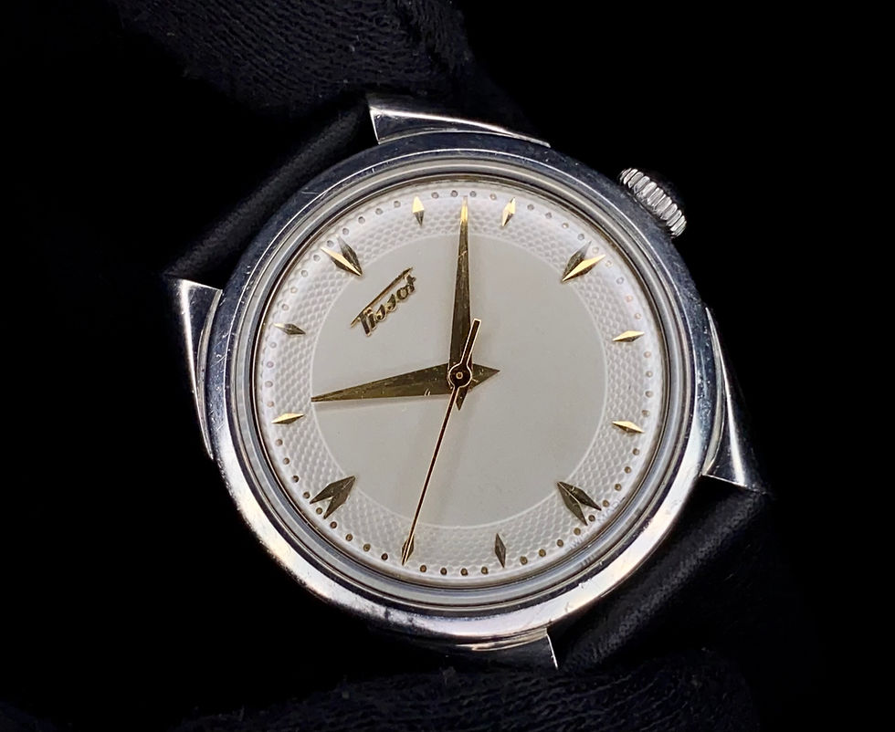 Thumbnail: 1953 Tissot Steel Gents Cat Ear triangular lug watch ref 6746-1 cal 27B-21