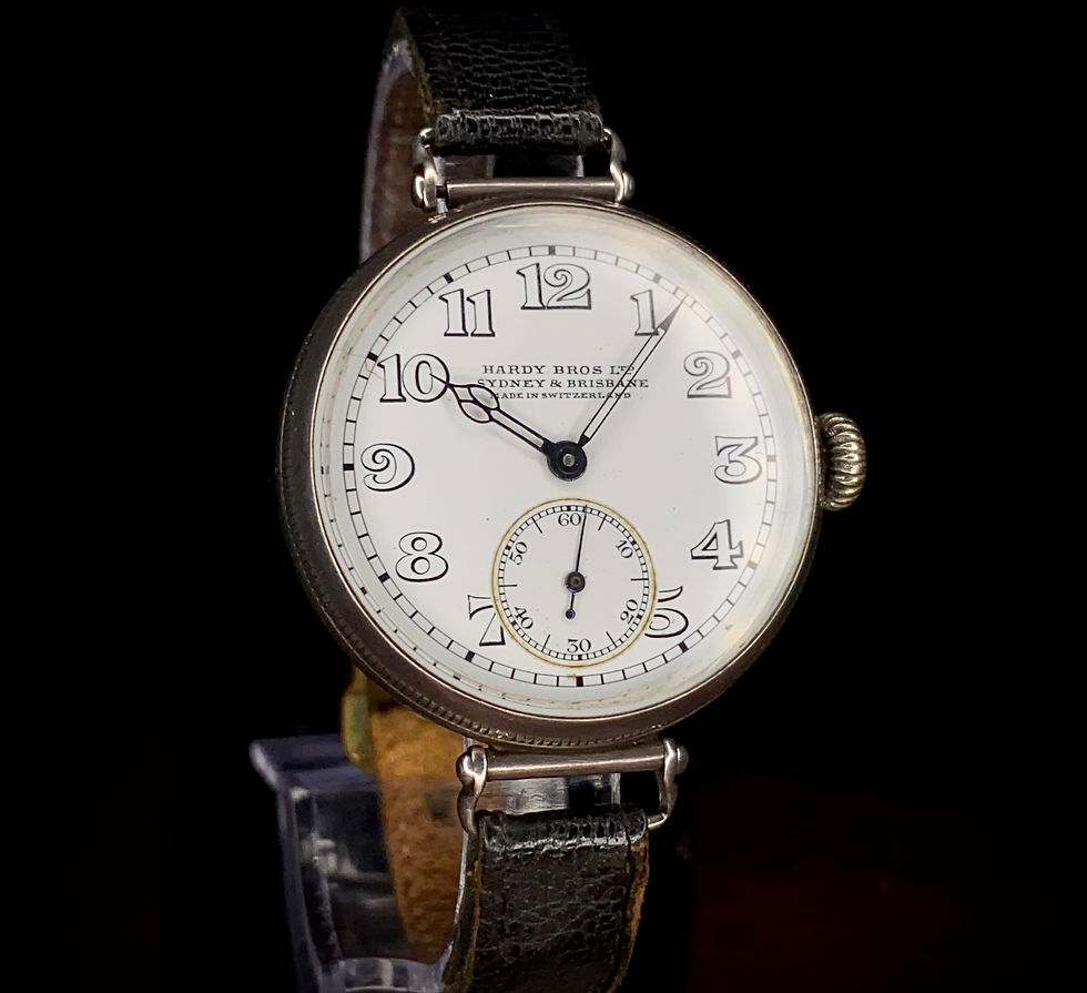 Thumbnail: Rare 1915 WW1 period Hardy Bros LTD Australia Longines Silver Trench watch