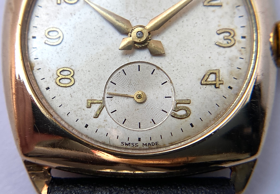 Thumbnail: 1957 Audax 9ct gold cushion case watch applied numerals, Venus 180 serviced
