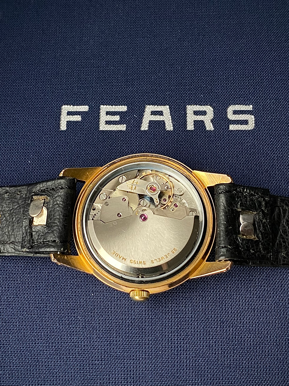 Thumbnail: 1950s Fears Bristol gold plated auto date watch 33.5mm Felsa Bidynator Cal 692