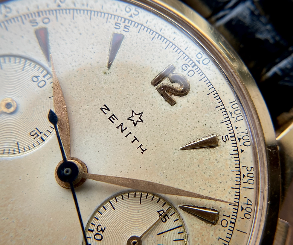 Thumbnail: 1950s Zenith 18ct gold oversized 38mm chronograph watch cal 156 Jung & Fils