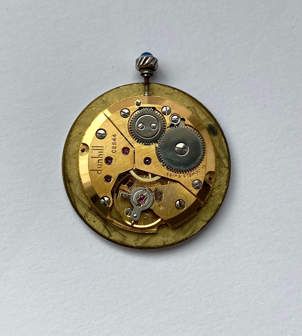 Thumbnail: 1980s Dunhill Silver watch integrated bracelet Sapphire Cabochon crown Peseux