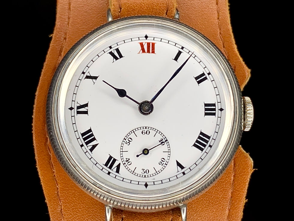 Thumbnail: WW1 1917-18 oversized Louis Wengi Hermetic Trench watch coin edge bezel 35mm