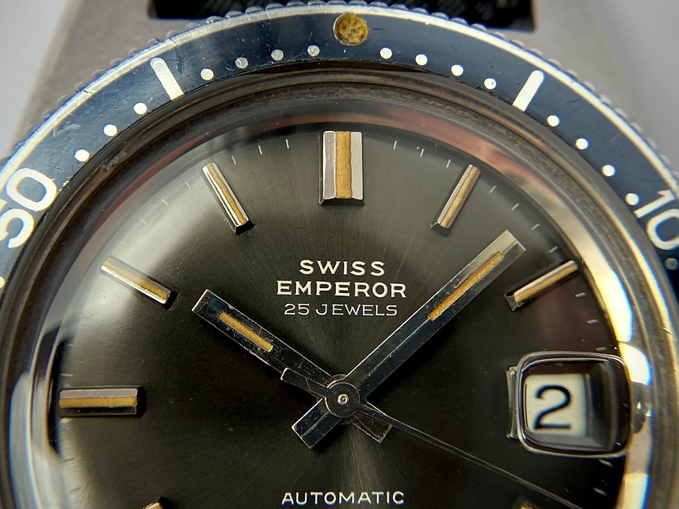 Thumbnail: 1970s Swiss Emperor Grey dial Diver watch AS 1902/03 ghost bezel Tropic strap