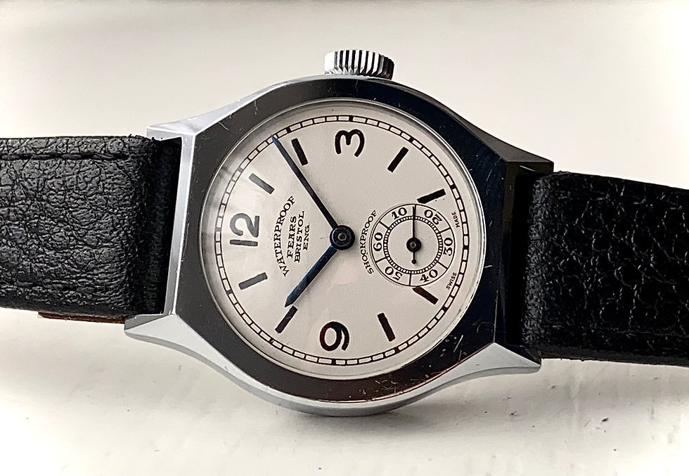 Thumbnail: 1938 Fears Bristol Octagonal Tonneau chrome plated watch New Old Stock condition