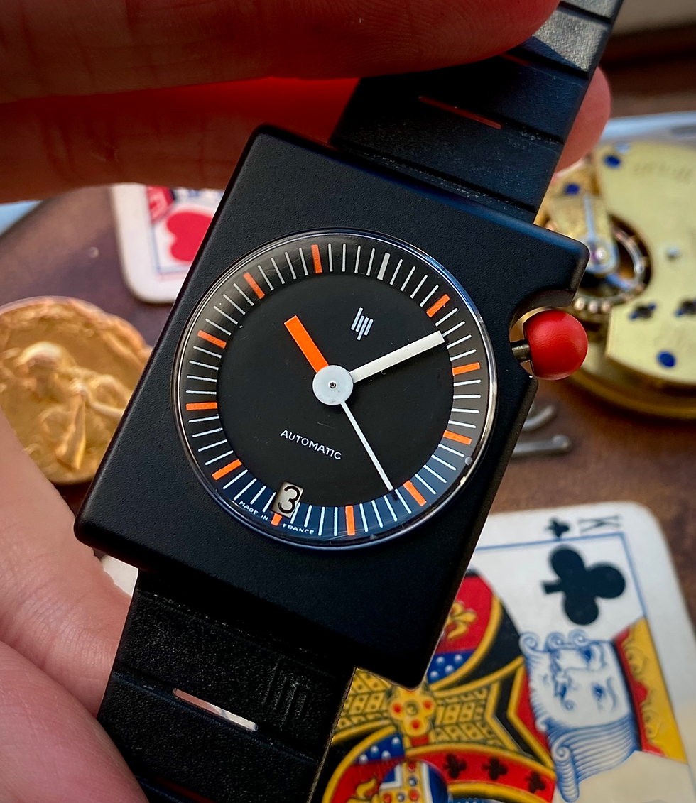 Thumbnail: 1970s LIP Mach 2000 Black dial Automatic watch, black case ref 615460 7525/2