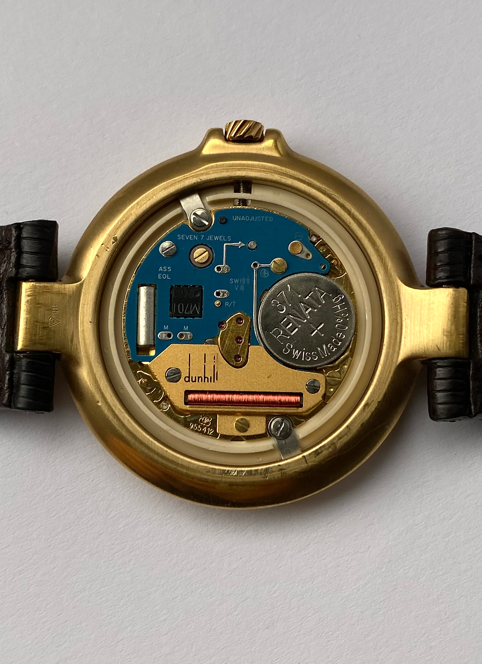 Thumbnail: 1980s Dunhill Millennium 36mm gold plated watch Roman Numerals Date ETA 955.412
