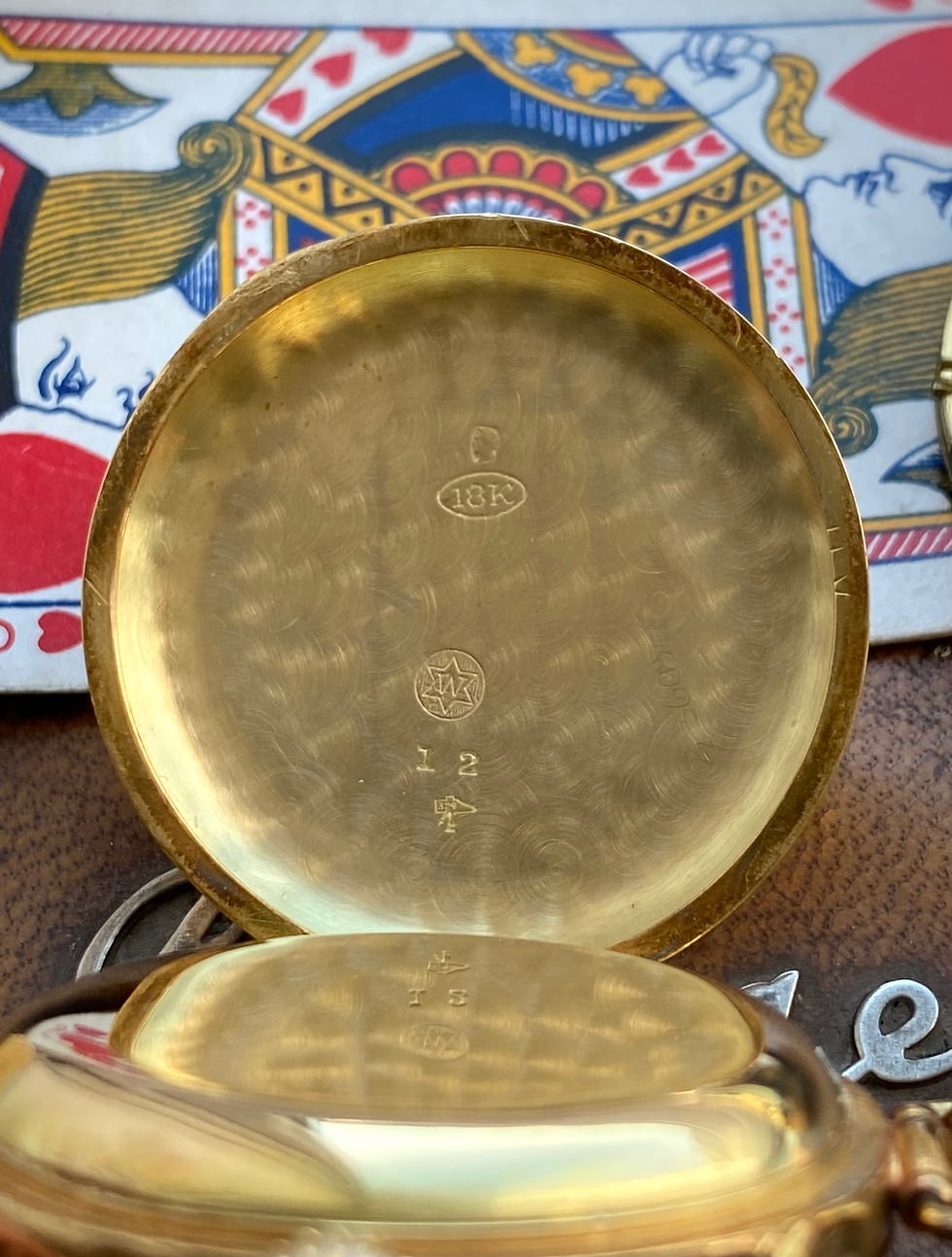 Thumbnail: 1920s West End Watch Co 18ct gold trench Monopusher Chronograph Valjoux 13’’’