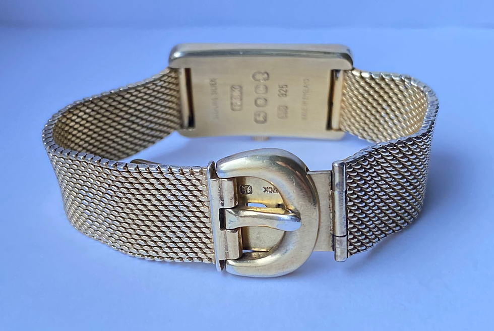 Thumbnail: 1977 Roy King Silver gilt rectangular watch, belt buckle bracelet FHF 69 calibre