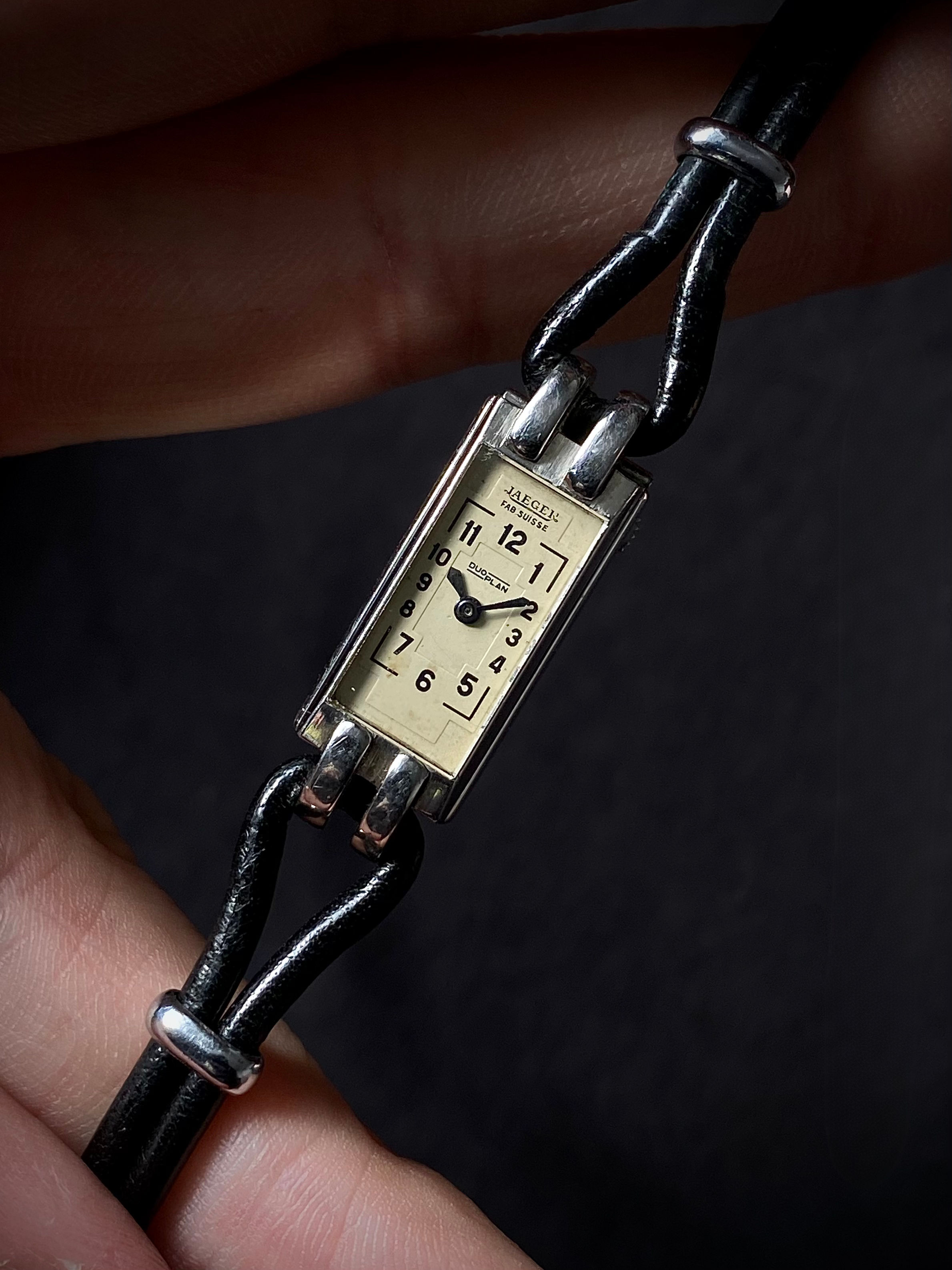1935 Jaeger LeCoultre Duoplan ladies steel watch original strap Cal 403