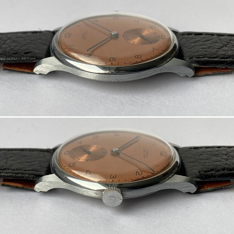 Thumbnail: 1940s Erso Ancre Extra oversized 36mm watch Salmon dial chrome steel case AS1130