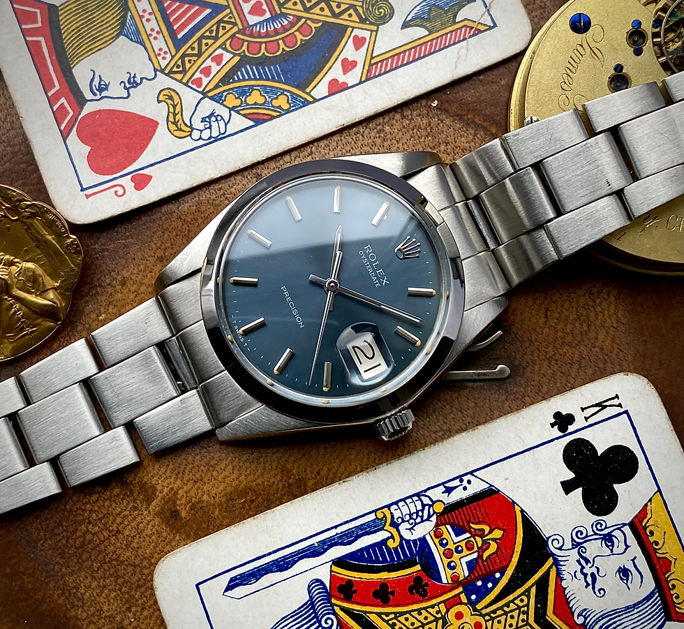 Thumbnail: 1973 Rolex Oyster Date Precision Dark Grey dial 34mm ref 6694, 7835 bracelet