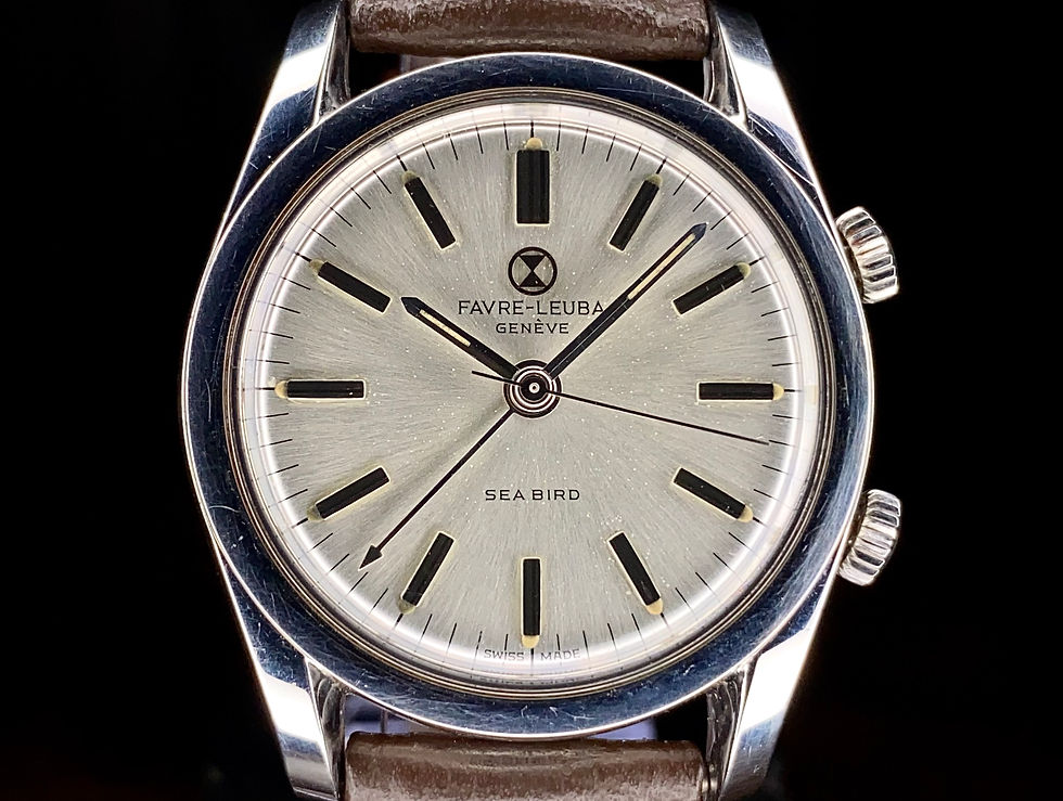 Thumbnail: 1960s Favre-Leuba Geneve Sea bird Alarm Stainless watch Ref 1034, AS 1475