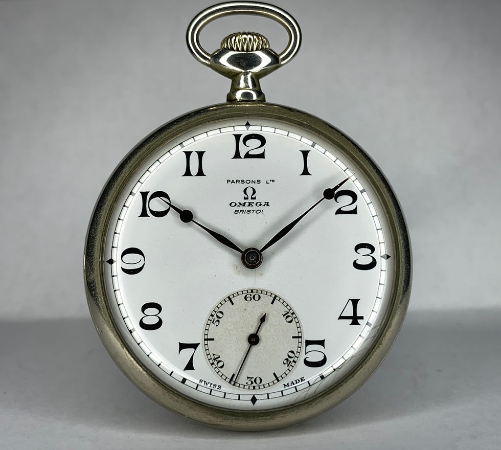 Thumbnail: 1923 Art Deco Omega Parsons Ltd Bristol retailed Pocket watch cal 40.6L serviced