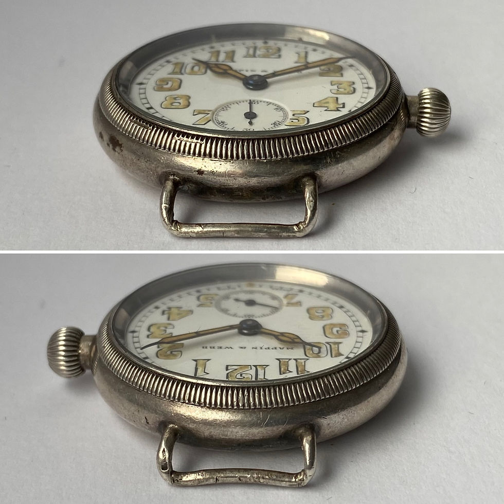 Thumbnail: 1917 Mappin & Webb IWC Silver Borgel trench watch, Nourse Mines South Africa