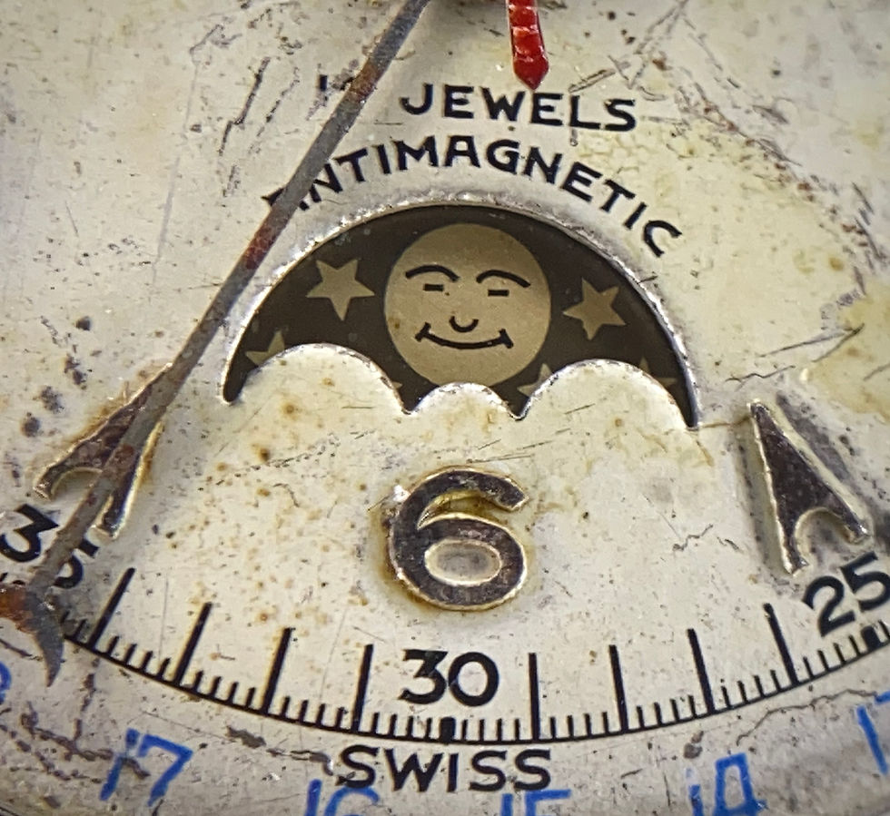 Thumbnail: 1950s Pierce triple date pointing moonphase watch, cal 103 serviced