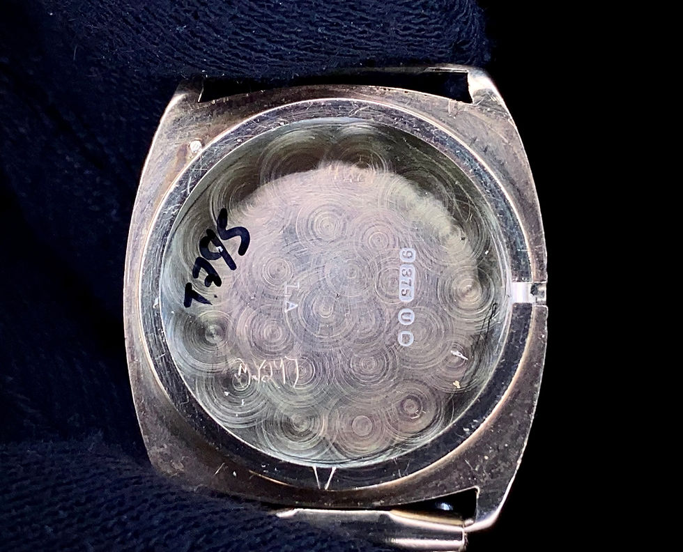 Thumbnail: 1950s 9ct gold Record cushion case, sector dial watch, cal 107 manual serviced