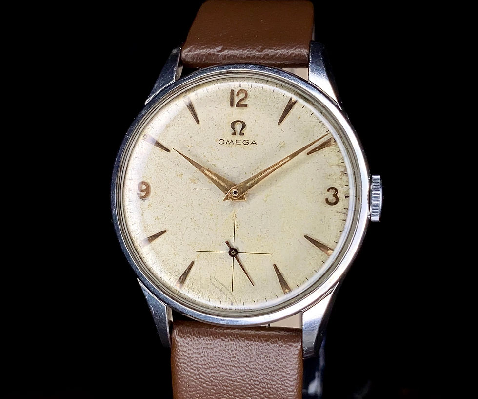 Thumbnail: 1954 Omega Steel oversized 35mm watch, Arabic arrow markers ref 2800-1P cal 266