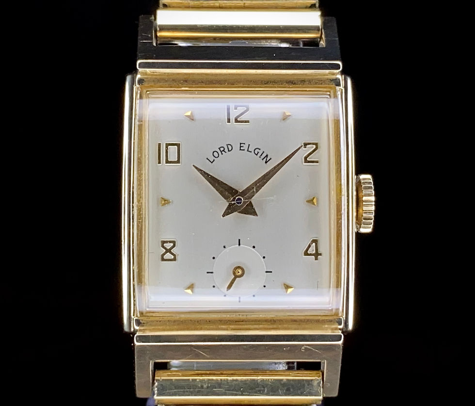 Thumbnail: 1958 Lord Elgin 7514 Rare solid 10k gold Ford Presentation watch Elgin 730