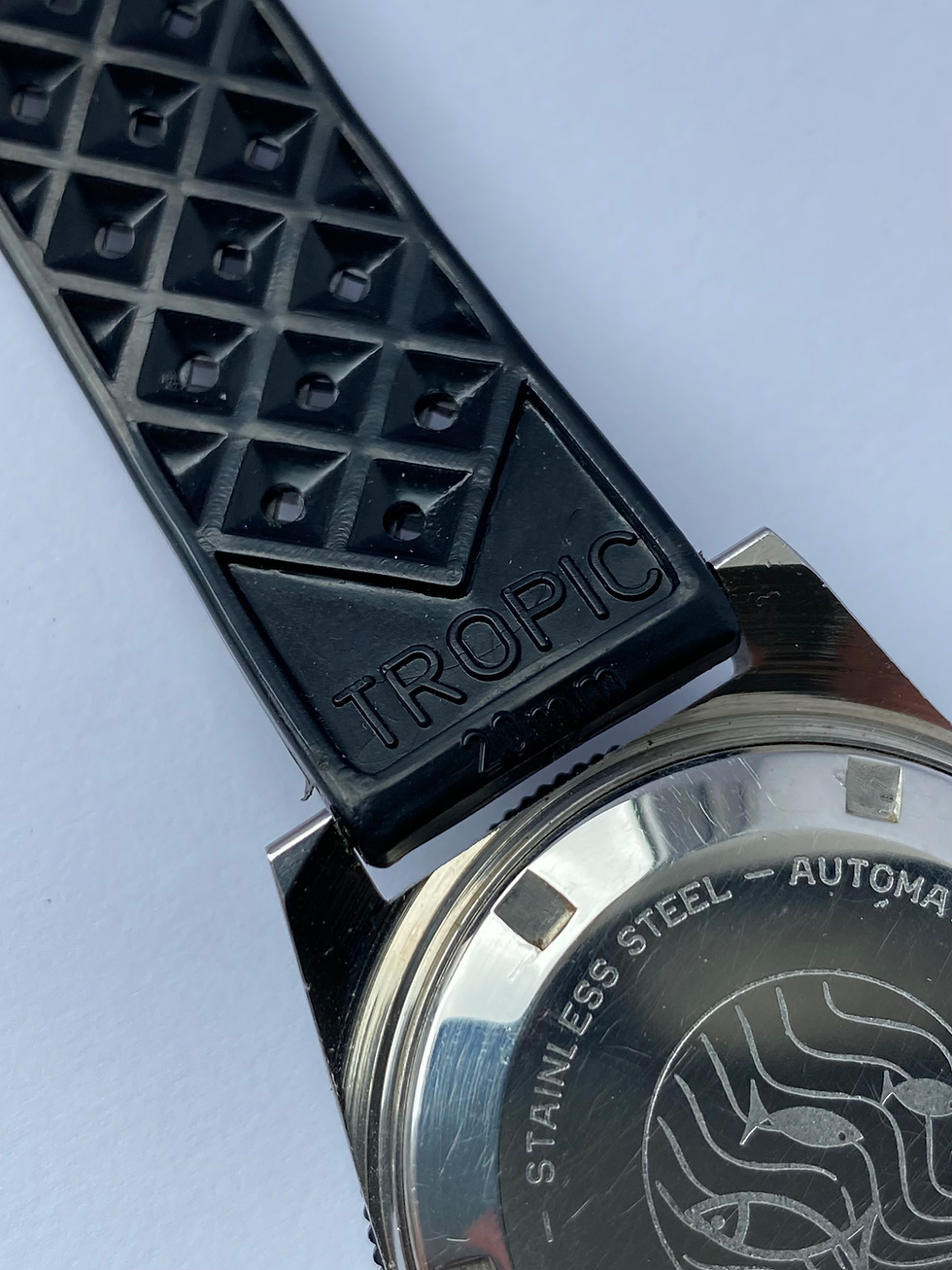 Thumbnail: 1970s Swiss Emperor Grey dial Diver watch AS 1902/03 ghost bezel Tropic strap