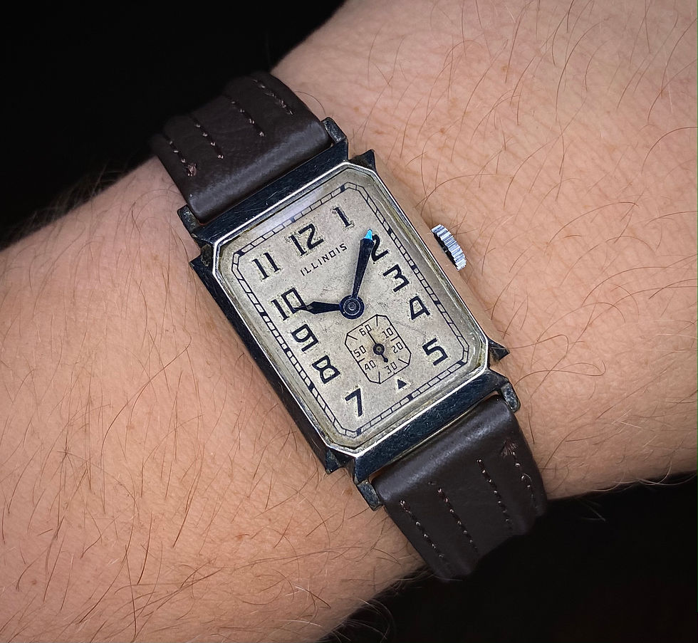 Thumbnail: Art Deco Illinois Larchmont 14k WGF case watch, Cal 207 tank watch serviced