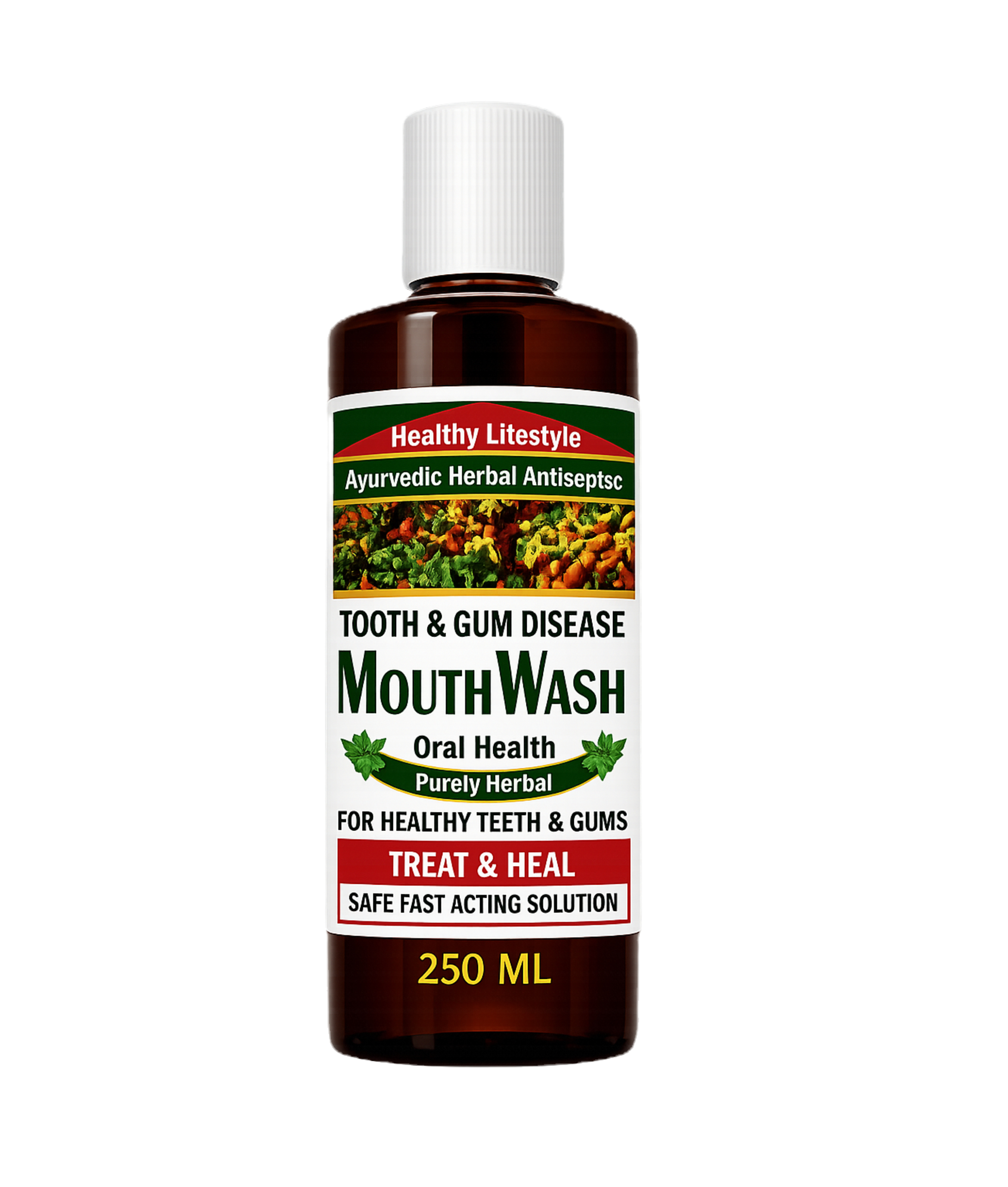 Herbal MouthWash 250 ML - Aching Tooth & Gums Fast Safe Natural Treatment Vegan
