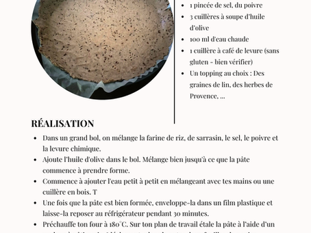 Recette de pâte à tarte salé, sans gluten.
