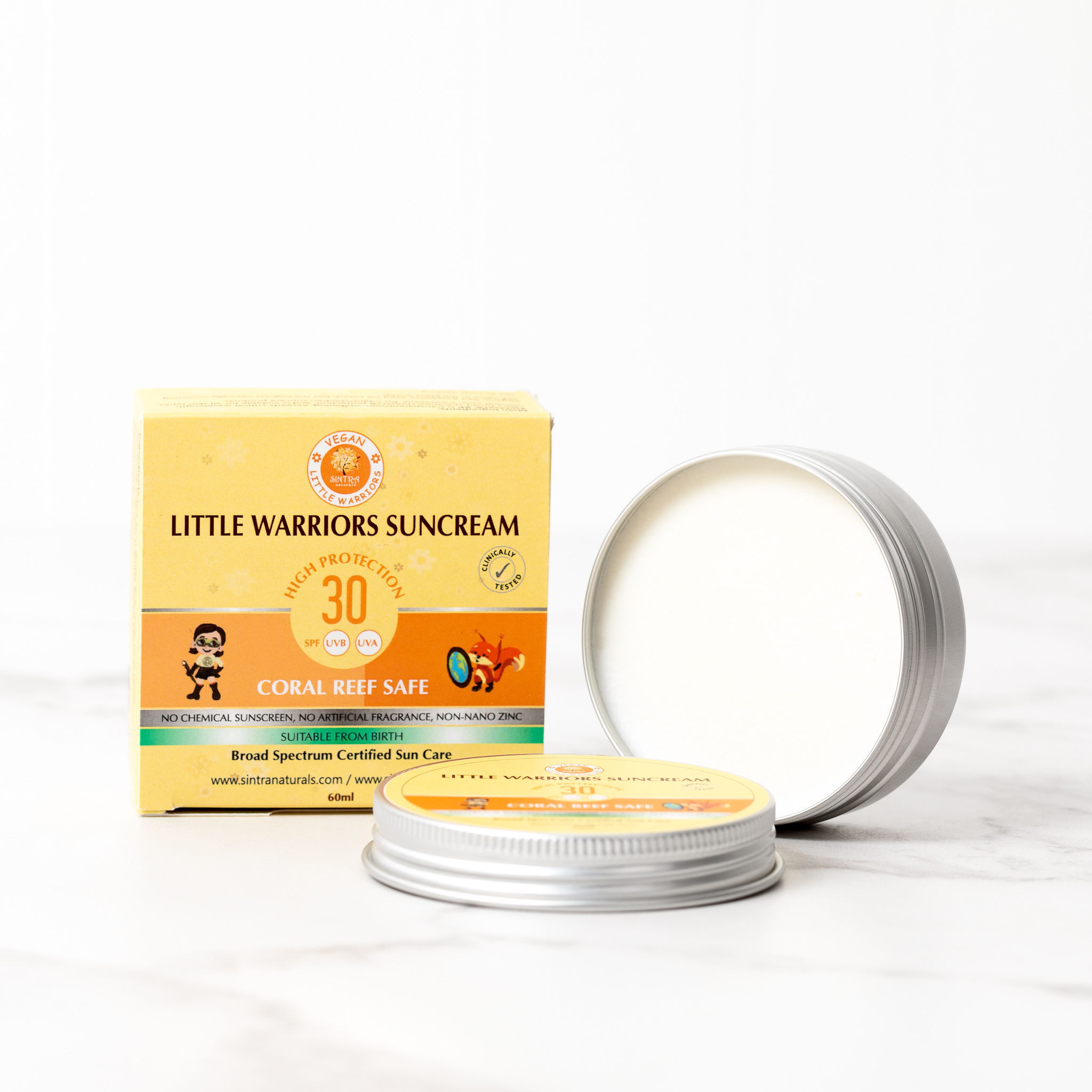 SPF30 Natural Mineral Suncream for children: Little Warriors by Sintra Naturals