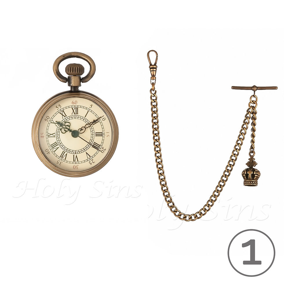 Thumbnail: ANTIQUE DESIGN QUARTZ POCKET WATCH WITH ALBERT CHAIN